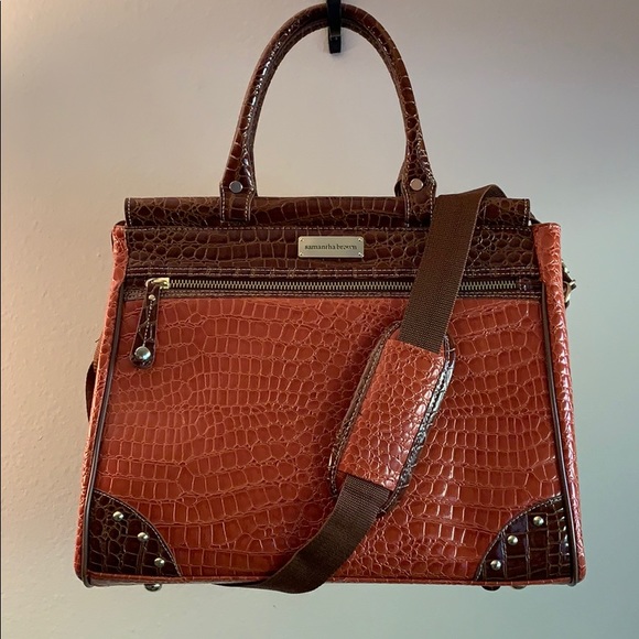Samantha Brown Croco Embossed Dowel Bag 